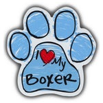 Blue Scribble Dog Paw Magnet - I Love My Boxer