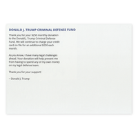Prank Postcards (10-Pack, Donald Trump Donation) - Back of Card