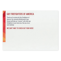 Prank Postcards (25-Pack, Gay Firefighters) - Back of Postcard
