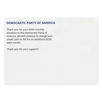 Prank Postcards (25-Pack, Democrat Party Donation) - Back of Postcard