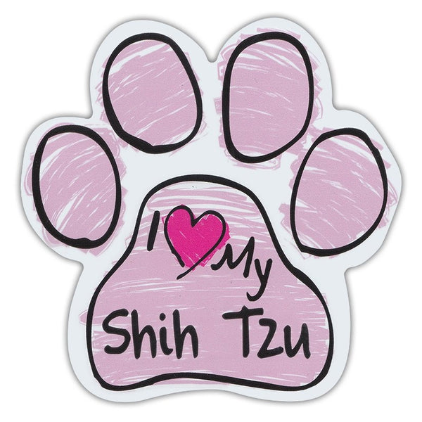 Pink Scribble Dog Paw Magnet - I Love My Shih Tzu
