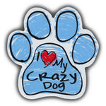Blue Scribble Dog Paw Magnet - I Love My Crazy Dog
