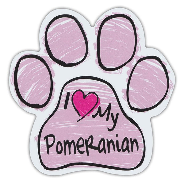 Pink Scribble Dog Paw Magnet - I Love My Pomeranian
