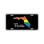 Aluminum License Plate Cover - Rainbow Gay Pride Flag Florida