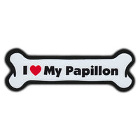 Dog Bone Magnet - I Love My Papillon