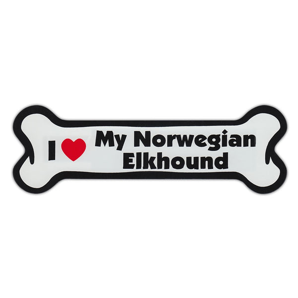 Dog Bone Magnet - I Love My Norwegian Elkhound