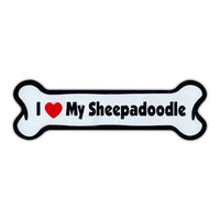 Dog Bone Magnet - I Love My Sheepadoodle (7" x 2")