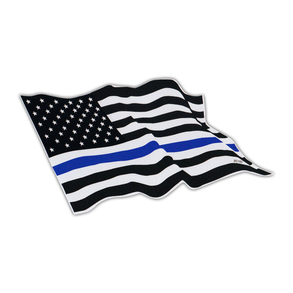 Bumper Sticker - Thin Blue Line Waving United States Flag