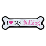 Pink Dog Bone Magnet - I Love My Bulldog