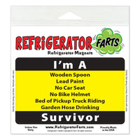 Funny Refrigerator Magnet, Wooden Spoon No Car Seat No Bike Helmet Survivor, 5" x 3"