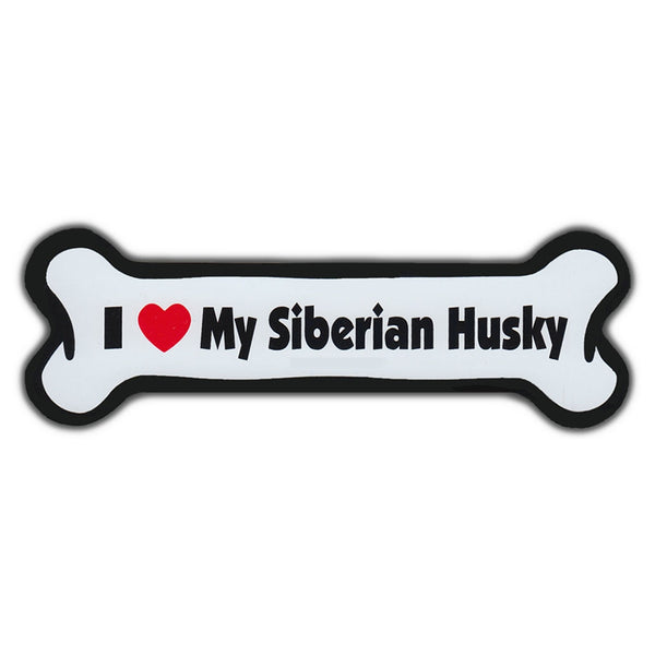 Dog Bone Magnet - I Love My Siberian Husky