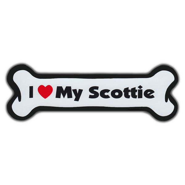 Dog Bone Magnet - I Love My Scottie