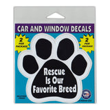 Window Decals (2-Pack) - Rescue is Our Favorite Breed (4.25" x 4")