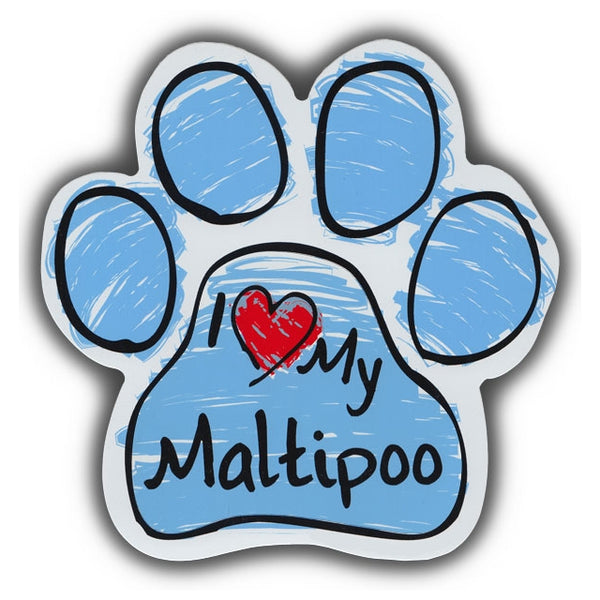 Blue Scribble Dog Paw Magnet - I Love My Maltipoo