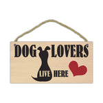 Wood Sign - Dog Lovers Live Here (Black & Red) (10" x 5")