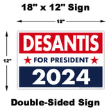 Yard Sign - Ron DeSantis 2024 - Measurements