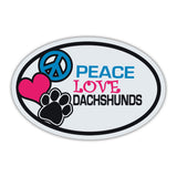 Oval Magnet - Peace, Love, Dachshunds