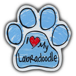 Blue Scribble Dog Paw Magnet - I Love My Labradoodle