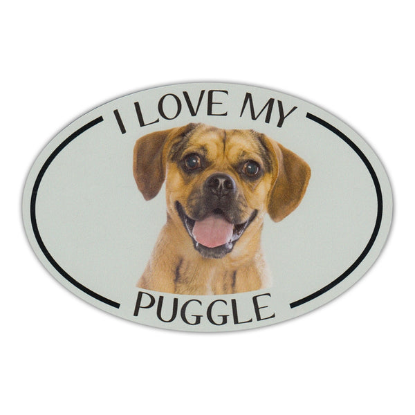 Oval Dog Magnet - I Love My Puggle