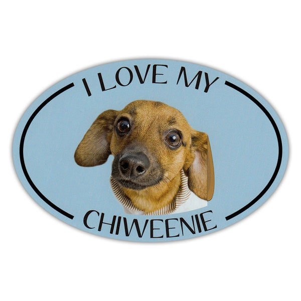 Oval Dog Magnet - I Love My Chiweenie