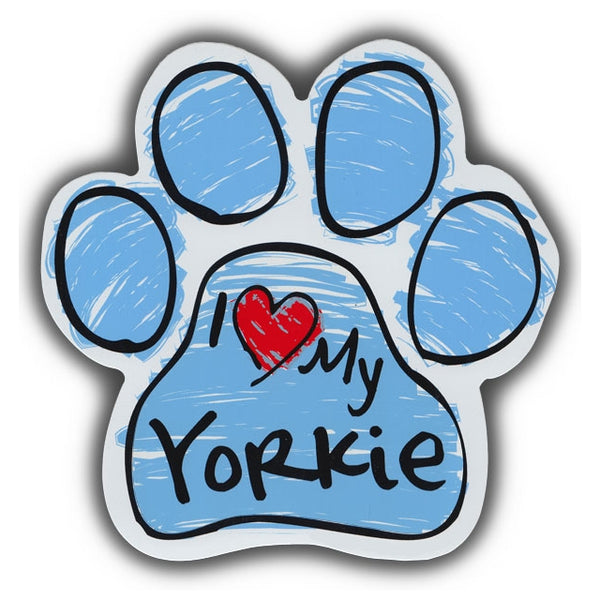 Blue Scribble Dog Paw Magnet - I Love My Yorkie
