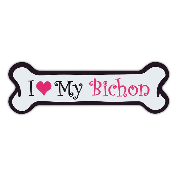 Pink Dog Bone Magnet - I Love My Bichon