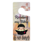 Door Tag Hanger - Reading My Bible, Do Not Disturb (4" x 9")