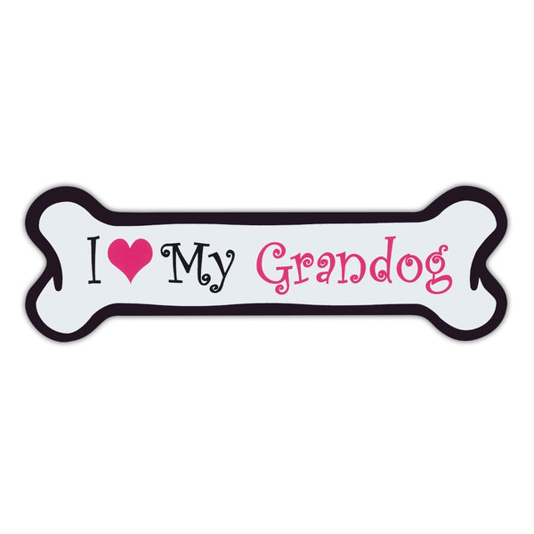Pink Dog Bone Magnet - I Love My Grandog