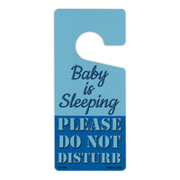 Door Tag Hanger - Baby is Sleeping, Please Do Not Disturb, Blue (4" x 9")