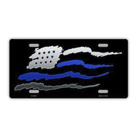 Waving United States Flag, Thin Blue Line Plate