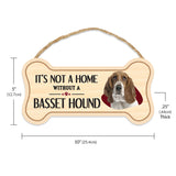 Sign, Wood, Dog Bone, It's Not A Home Without A Basset Hound, 10" x 5"