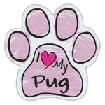 Pink Scribble Dog Paw Magnet - I Love My Pug