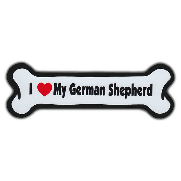 Magnet, Dog Bone, I Love My German Shepherd, 7" x 2"