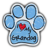 Blue Scribble Dog Paw Magnet - I Love My Grandog