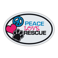 Oval Magnet - Peace, Love, Rescue, Dogs/Cats