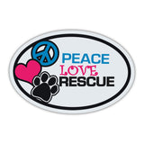 Oval Magnet - Peace, Love, Rescue, Dogs/Cats