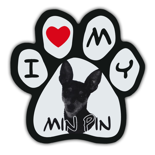 Picture Paw Magnet - I Love My Min Pin