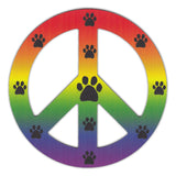 Magnet - Peace Sign, Rainbow Design w/Paw Prints (4.75" Round)