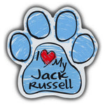 Blue Scribble Dog Paw Magnet - I Love My Jack Russell