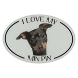 Oval Dog Magnet - I Love My Min Pin