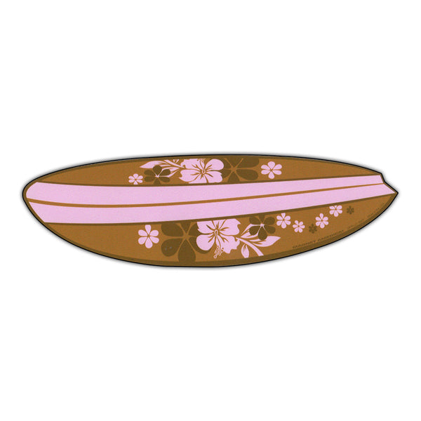 Magnet - Surfboard (Hawaiian Flowers, Pink) (6.75" x 2")