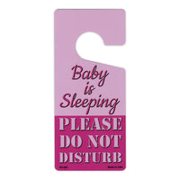 Door Tag Hanger - Baby is Sleeping, Please Do Not Disturb, Pink (4" x 9")