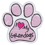 Pink Scribble Dog Paw Magnet - I Love My Grandogs