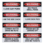 Funny Warning Magnets - Set of 8 Prank Magnets (6" x 3" Each)