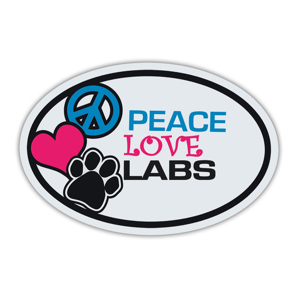 Oval Magnet - Peace, Love, Labs