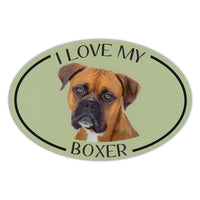 Oval Dog Magnet - I Love My Boxer