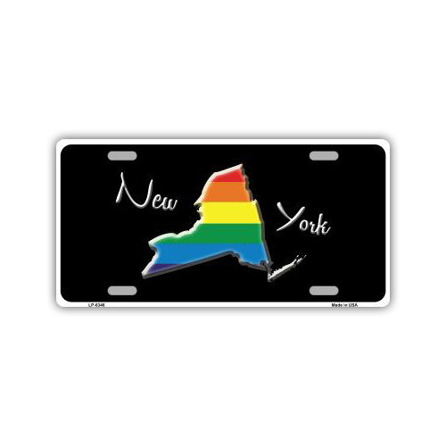 Aluminum License Plate Cover - Rainbow Gay Pride Flag New York
