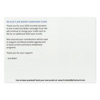 Prank Postcards (25-Pack, Joe Biden Donation) - Back