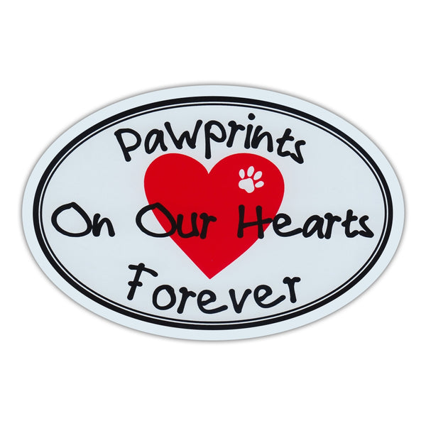 Oval Magnet - Paw Prints On Our Hearts, Dog/Cat Memorial