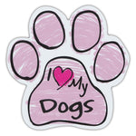 Pink Scribble Dog Paw Magnet - I Love My Dogs